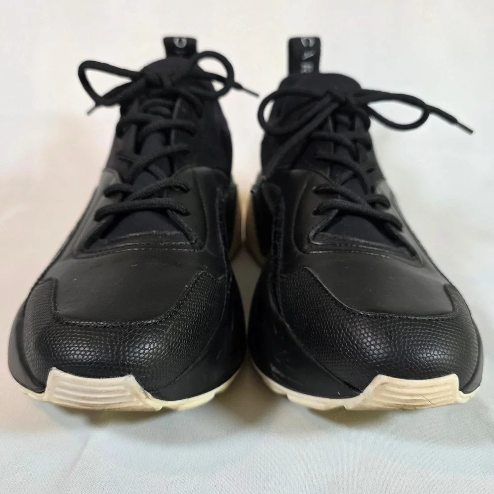 Stella McCartney Eclypse Black Croc Embossed Chunky Platform Sneakers Sz 38/7.5